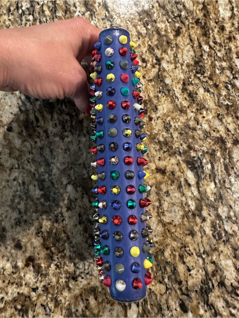 Christian Louboutin Electric Blue Studded Zip-Around Wallet - Picture 9 of 16
